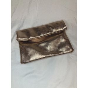 Moda Luxe Clutch Bag Purse Gold Glitter Genuine Leather NEW WITH TAGS